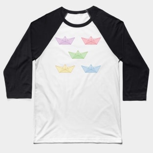 Transparent pastel paper boats set Baseball T-Shirt